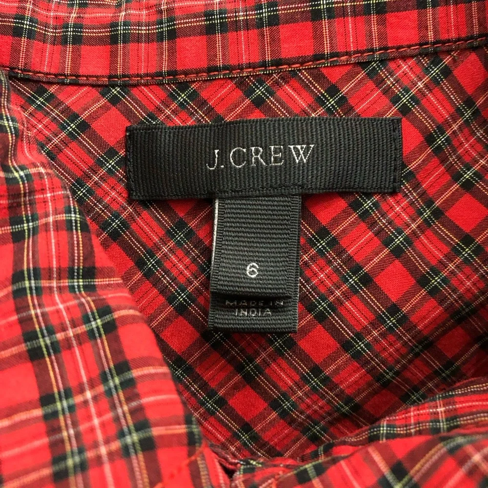 J Crew Women's Size 6 Gali Embellished Plaid Boy Shirt
